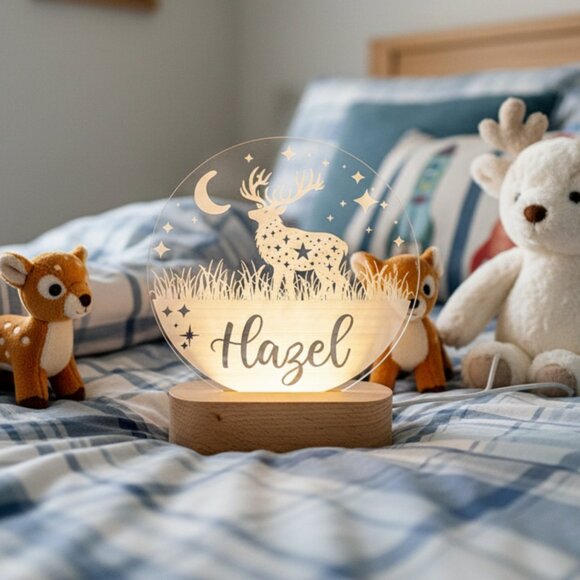 Deer Night Light – Personalized LED Name Lamp for Kids Bedroom - Picture 8 of 8